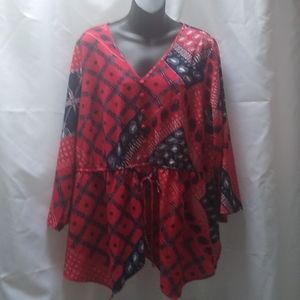 Lane Bryant printed red blouse v-neck